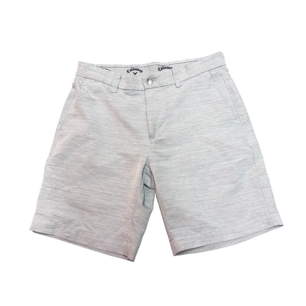 Callaway Mens Golf Shorts Gray Heather Performance Stretch Flat Front Size 30